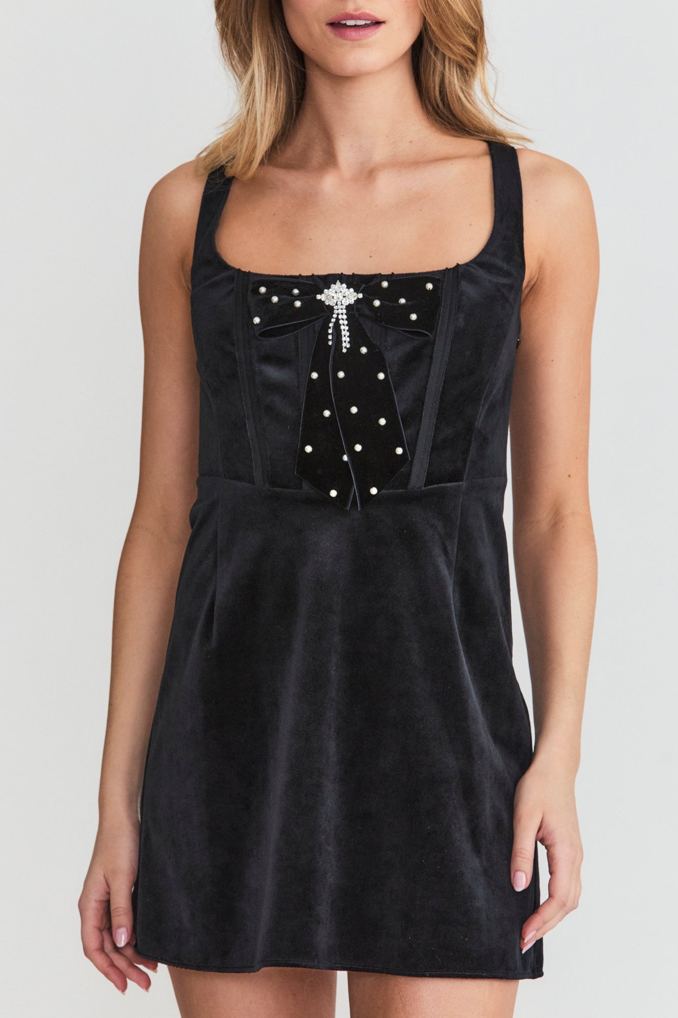 Collins Velvet Mini Dress | Black
