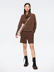 High-waisted Knitted Shorts | Brown