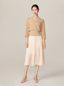 V-Neck Knit Top | Beige