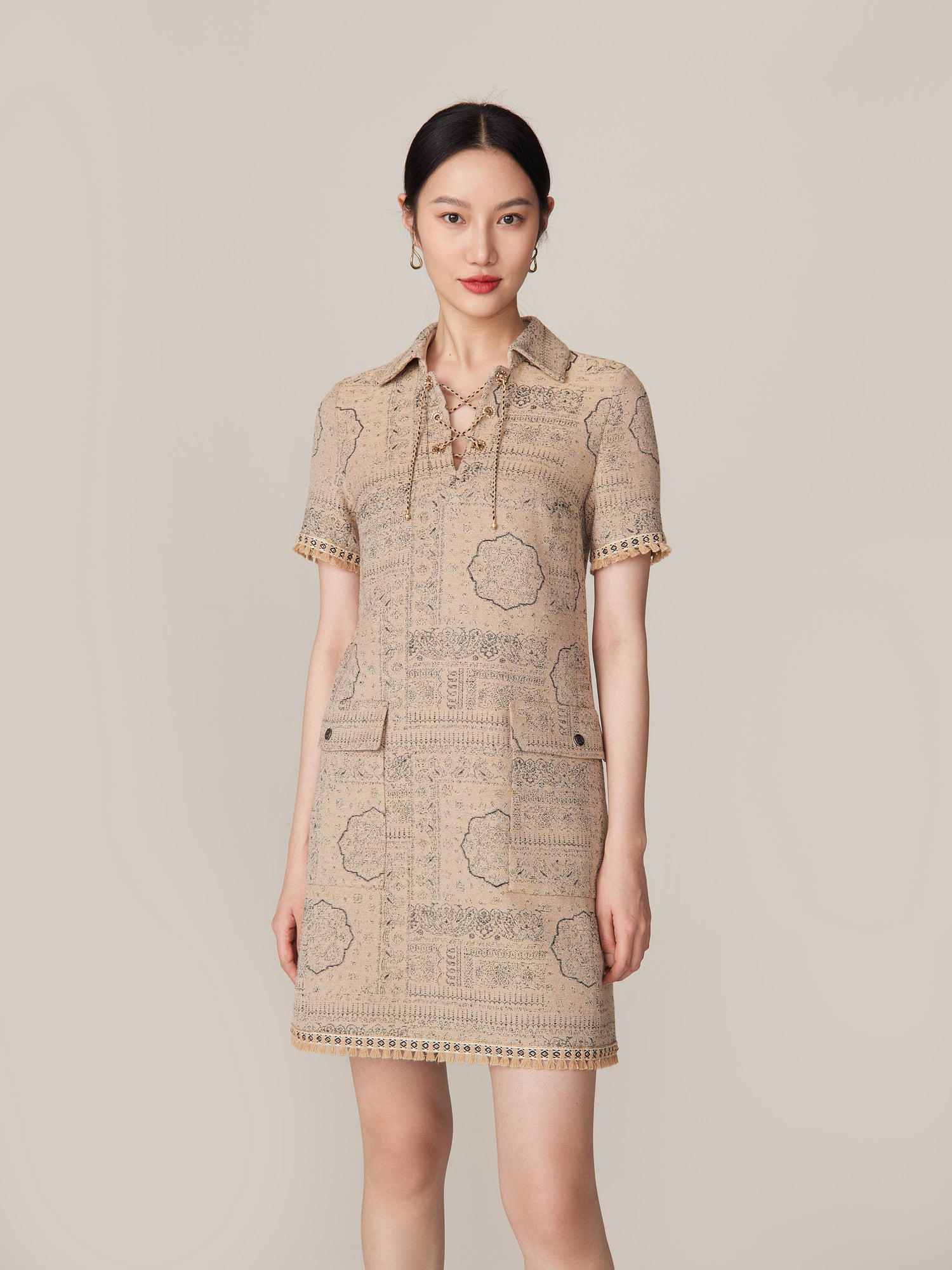 Short Sleeve Dress | Camel
