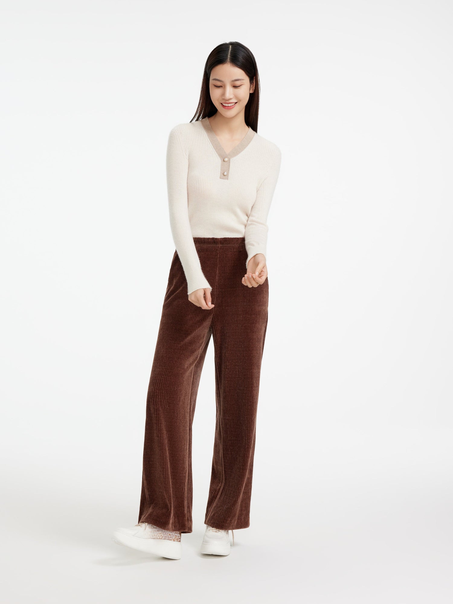 Slim-Cut Casual Track Trousers | Brown