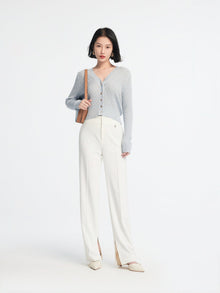 Straight Leg High-Waisted Pant | White