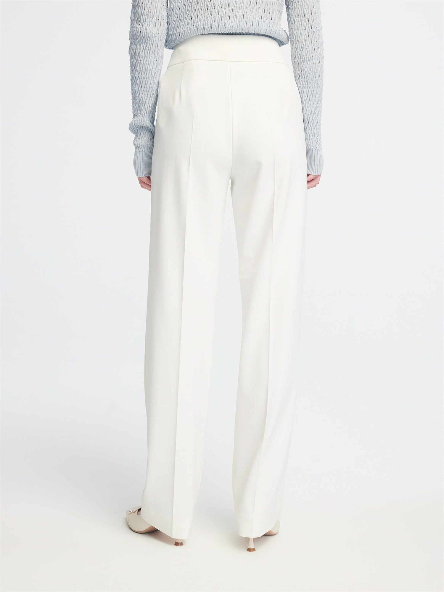Straight Leg High-Waisted Pant | White