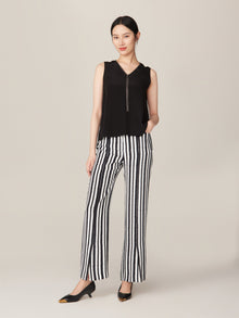Striped Wide Leg Pants | White
