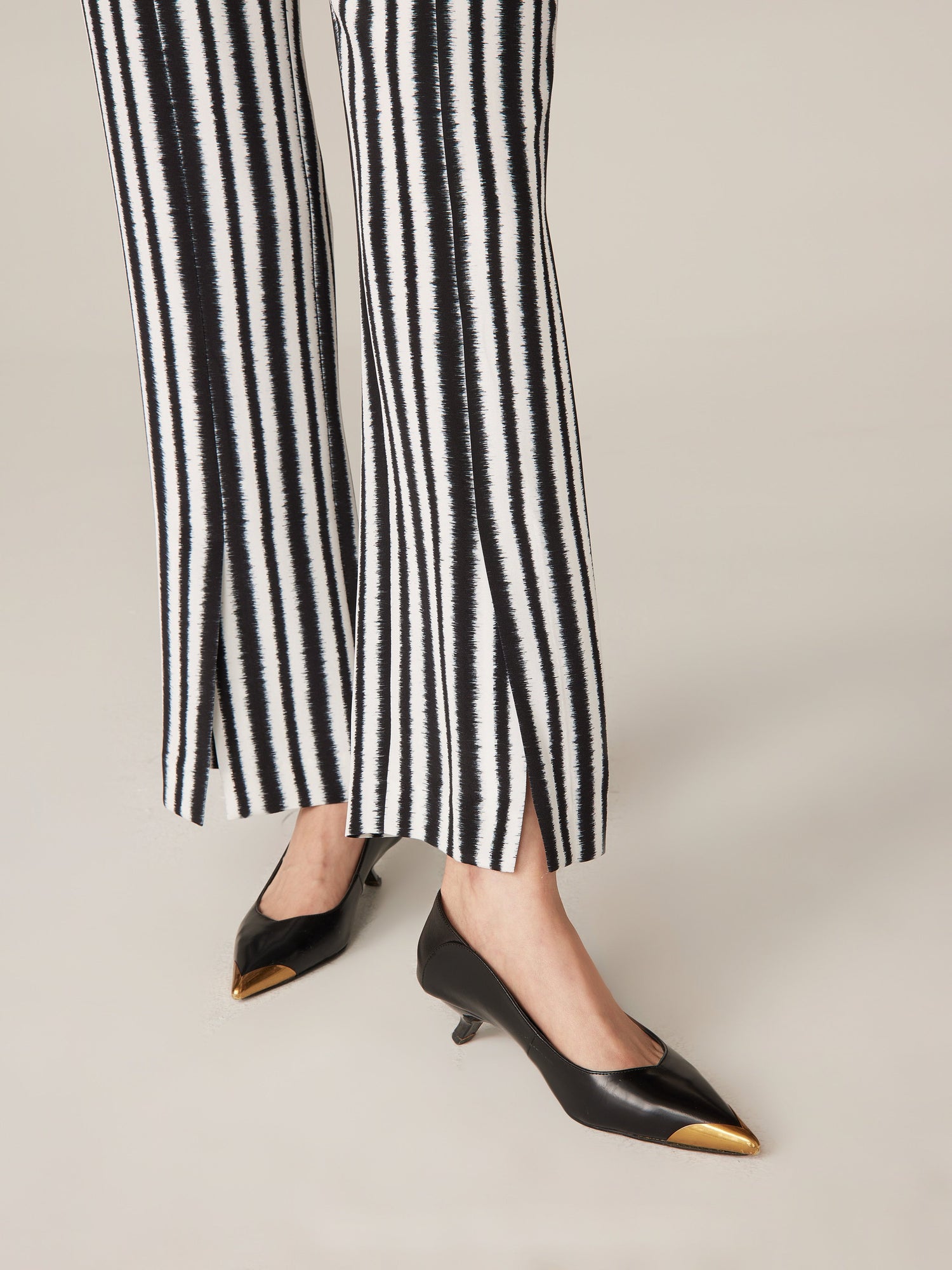 Striped Wide Leg Pants | White