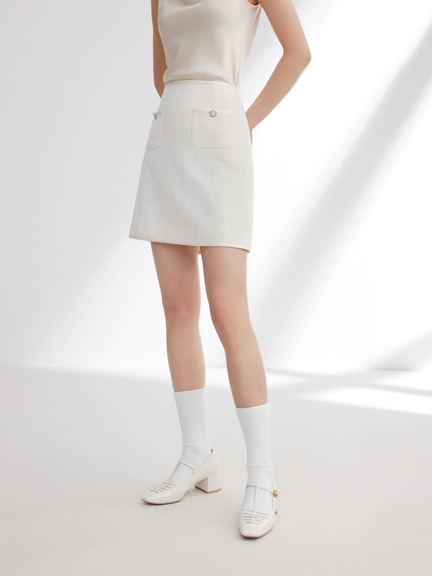 Lace High-Waisted Mini Skirt | White