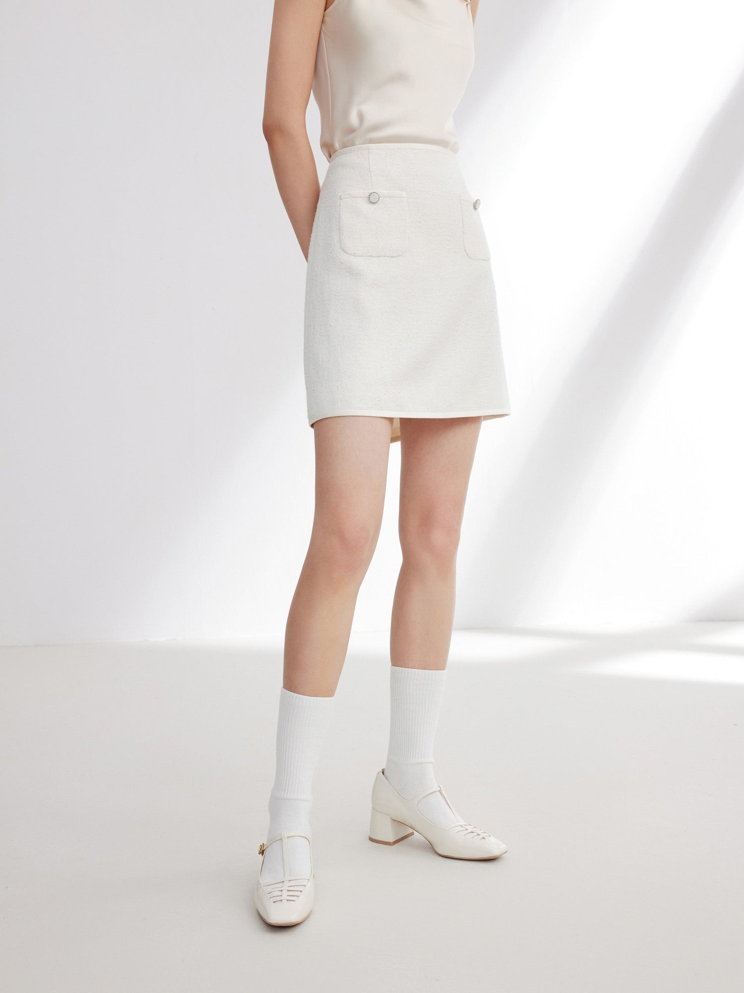 Lace High-Waisted Mini Skirt | White