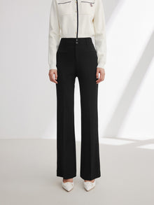 Straight Leg High-Waisted Flared Pant | Black
