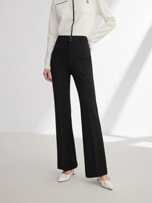 Straight Leg High-Waisted Flared Pant | Black
