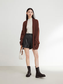 Oversized V-Neck Sweater | Brown