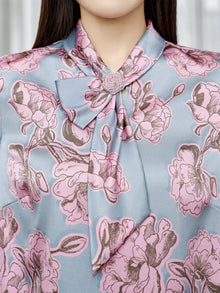 Ribbon Straight-Leg Long Sleeve Shirt | Pink