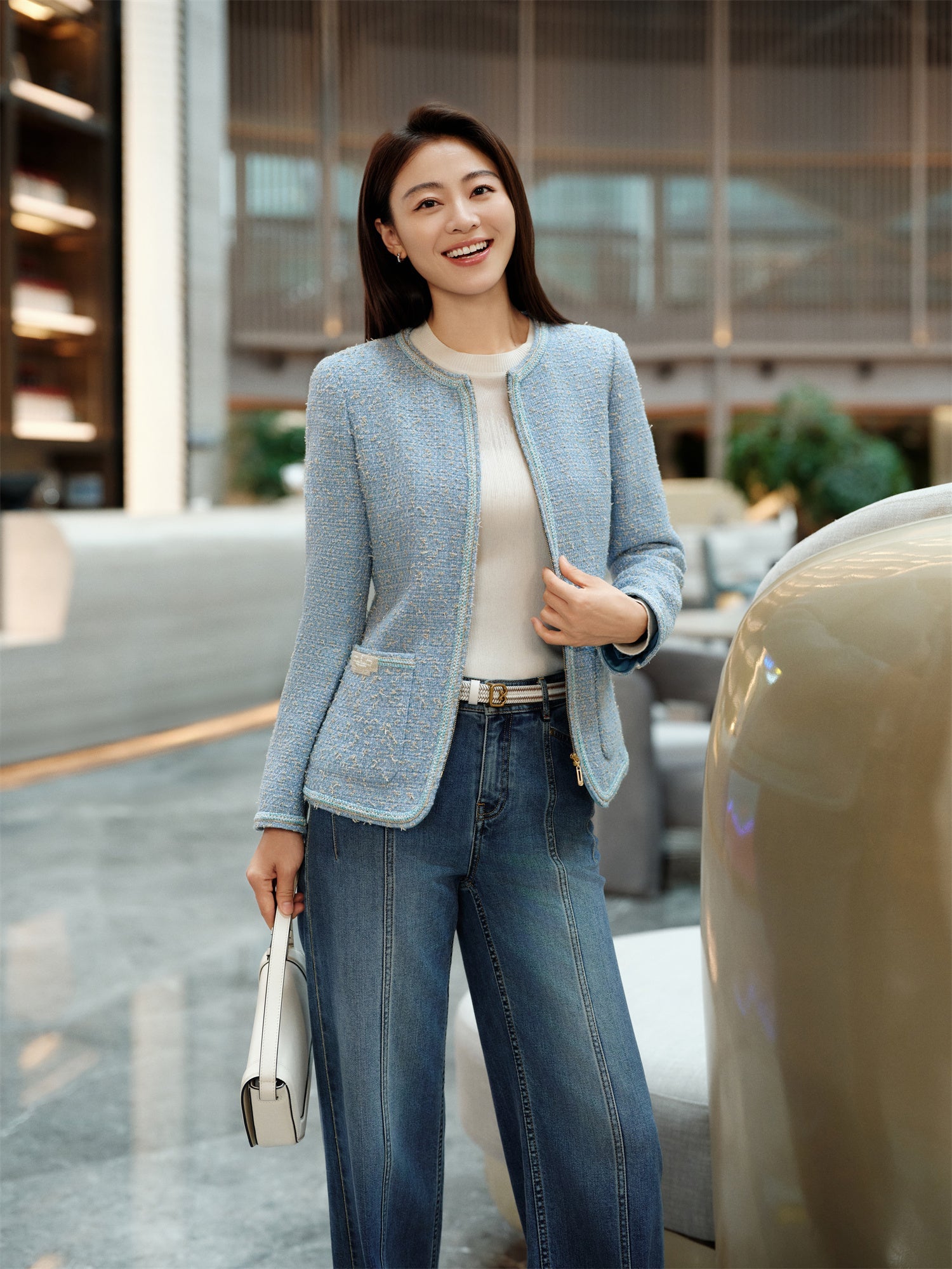 Loro Piana Tweed Coat | Blue
