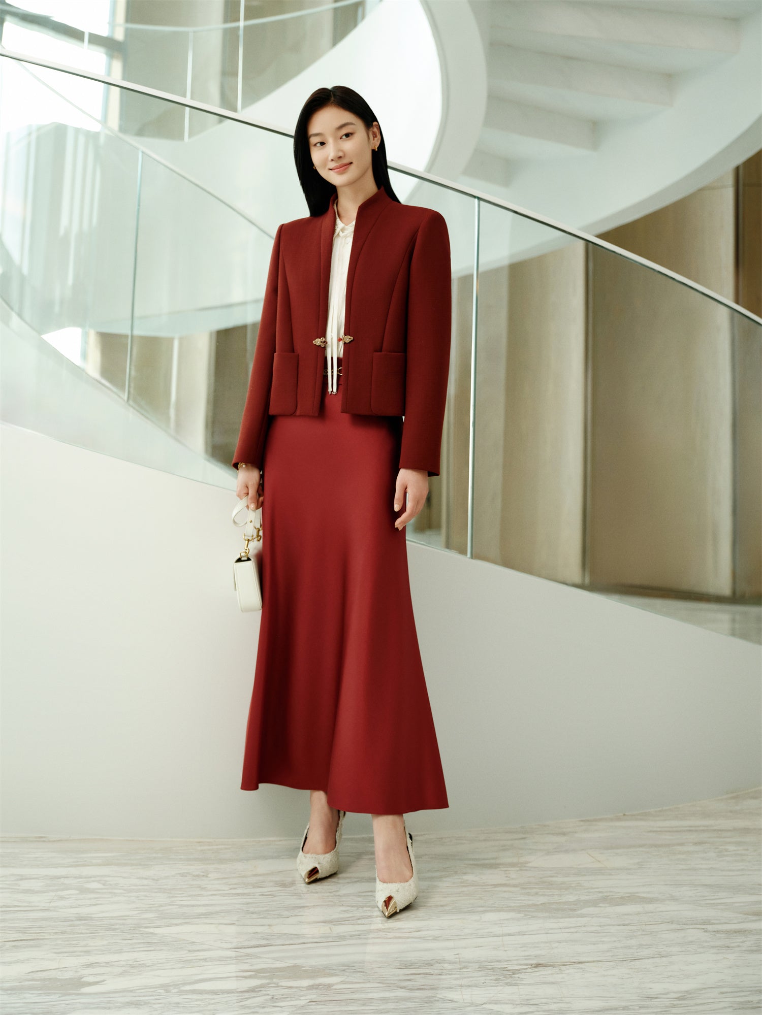 Wool Blazer | Wine Red