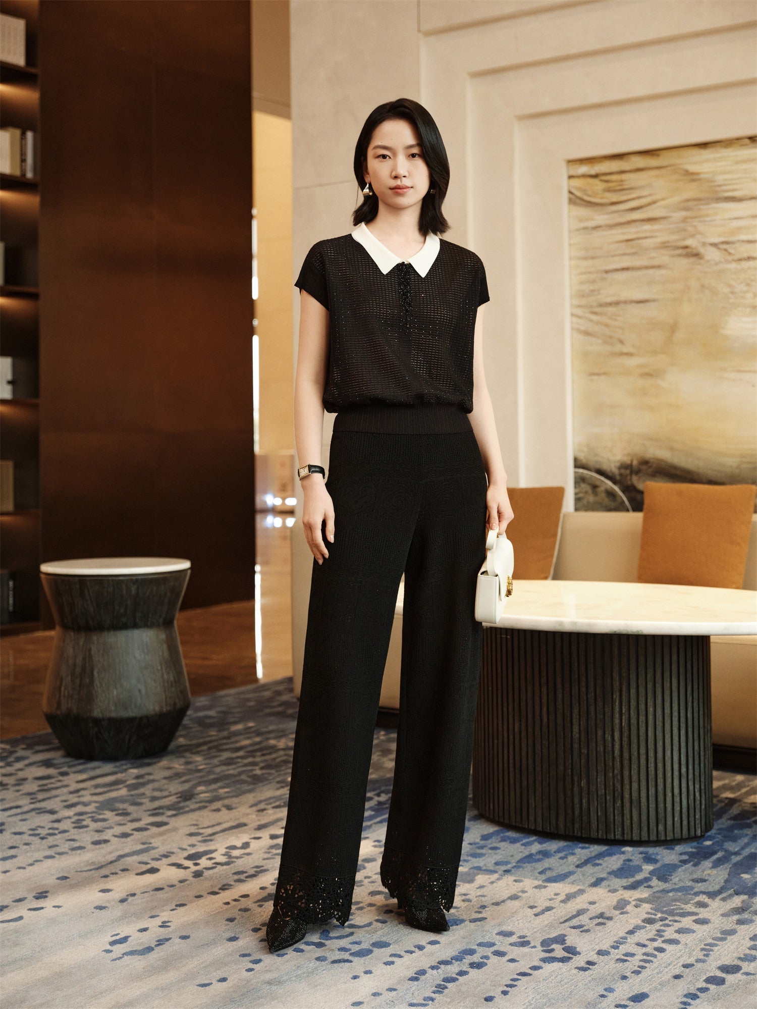 Mulberry Silk Starry Sky Blouse | Black