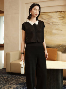 Mulberry Silk Starry Sky Blouse | Black