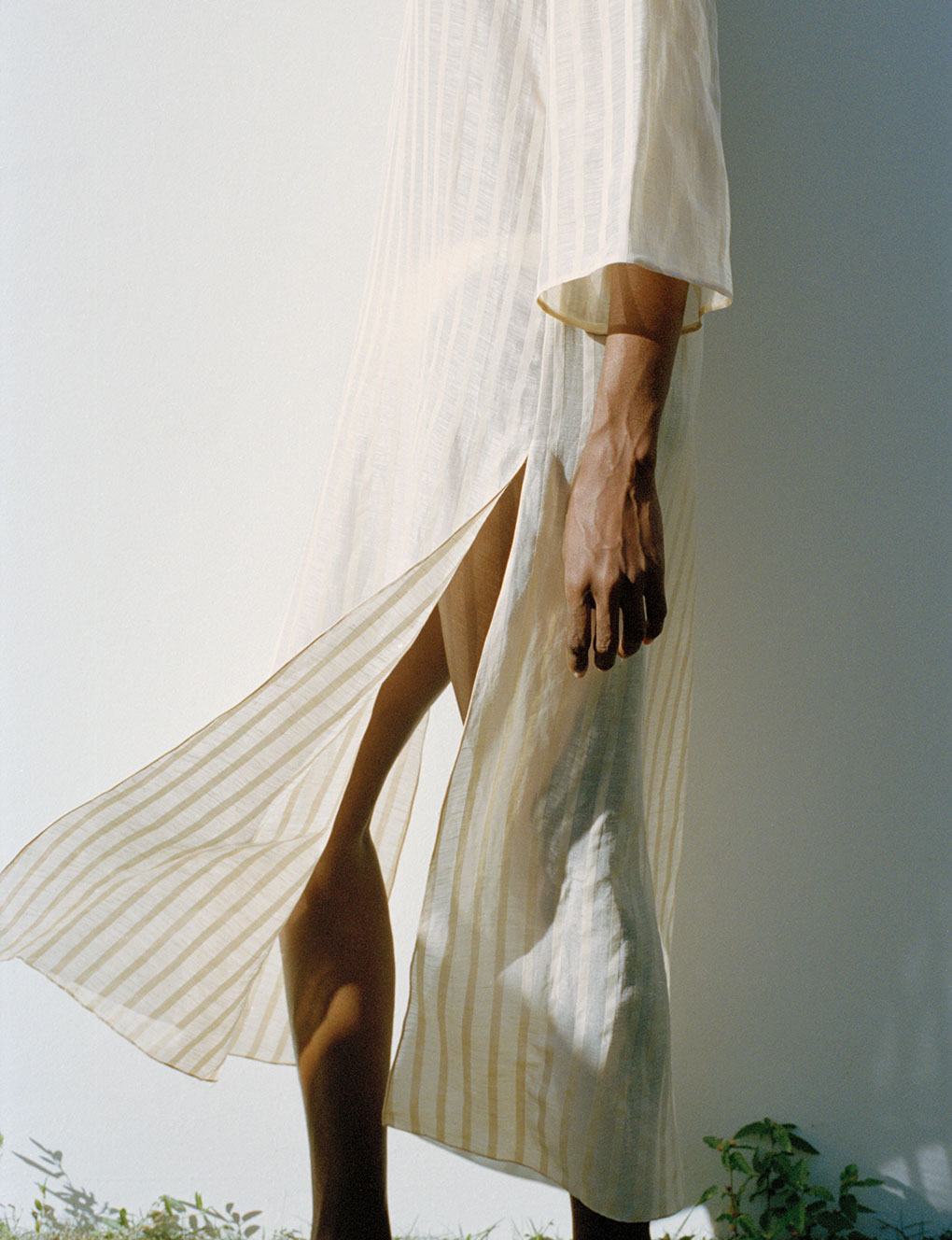 Womens | The Sheer Caftan | Sheer Cream Stripe