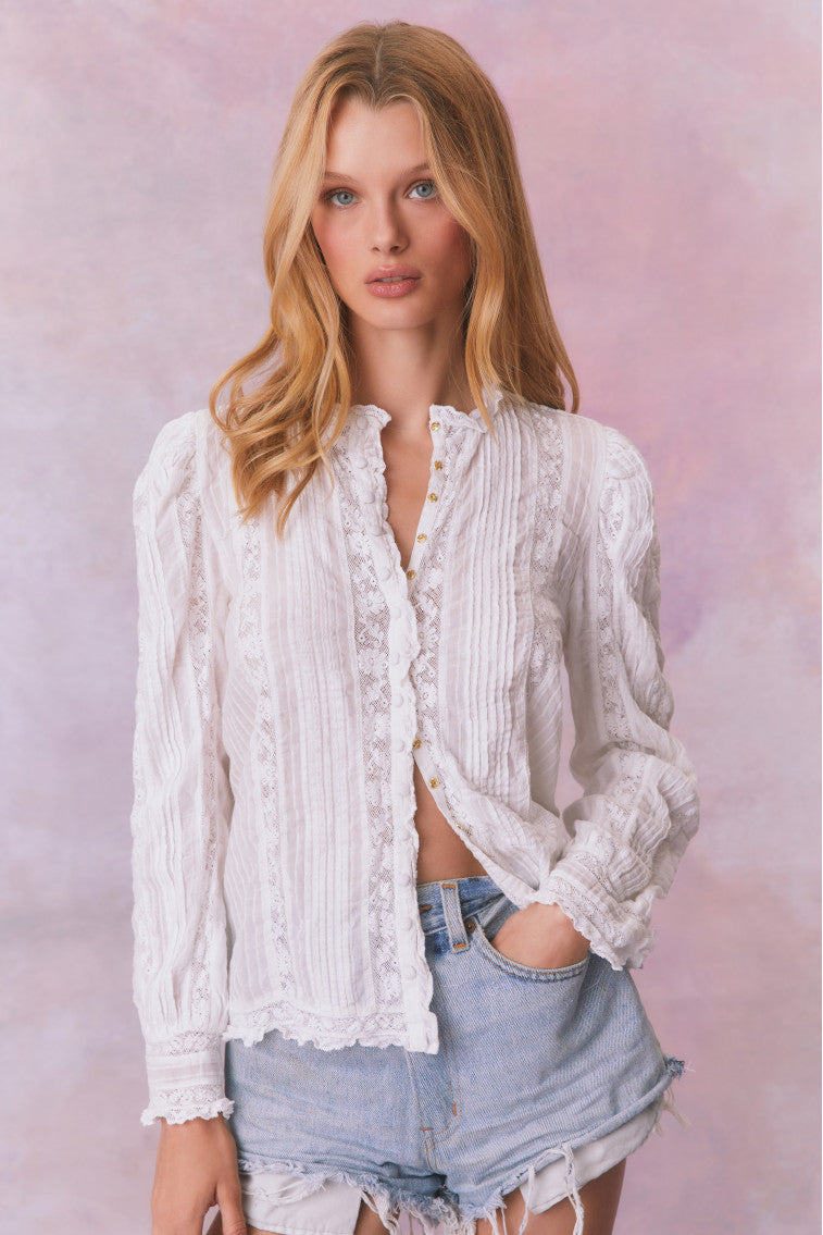 Jacque Cotton Blouse Top | True White