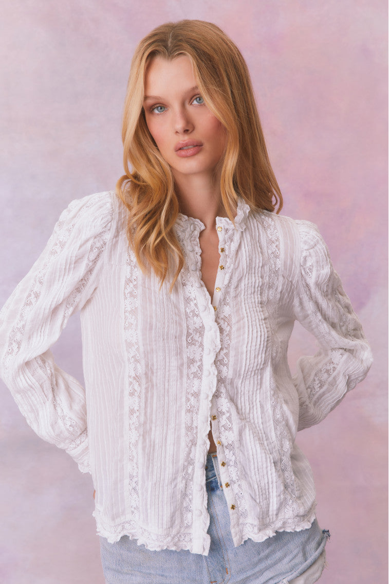 Jacque Cotton Blouse Top | True White