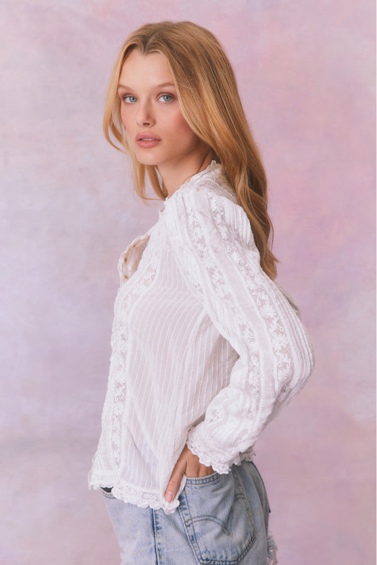Jacque Cotton Blouse Top | True White