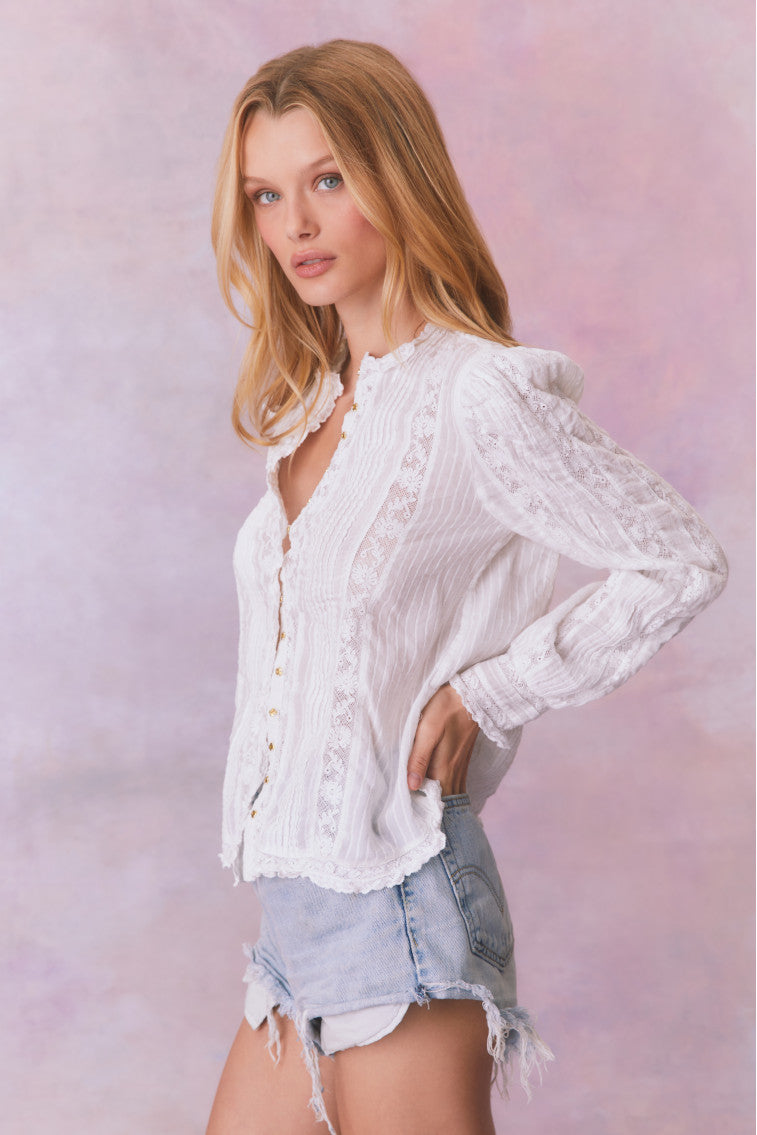 Jacque Cotton Blouse Top | True White