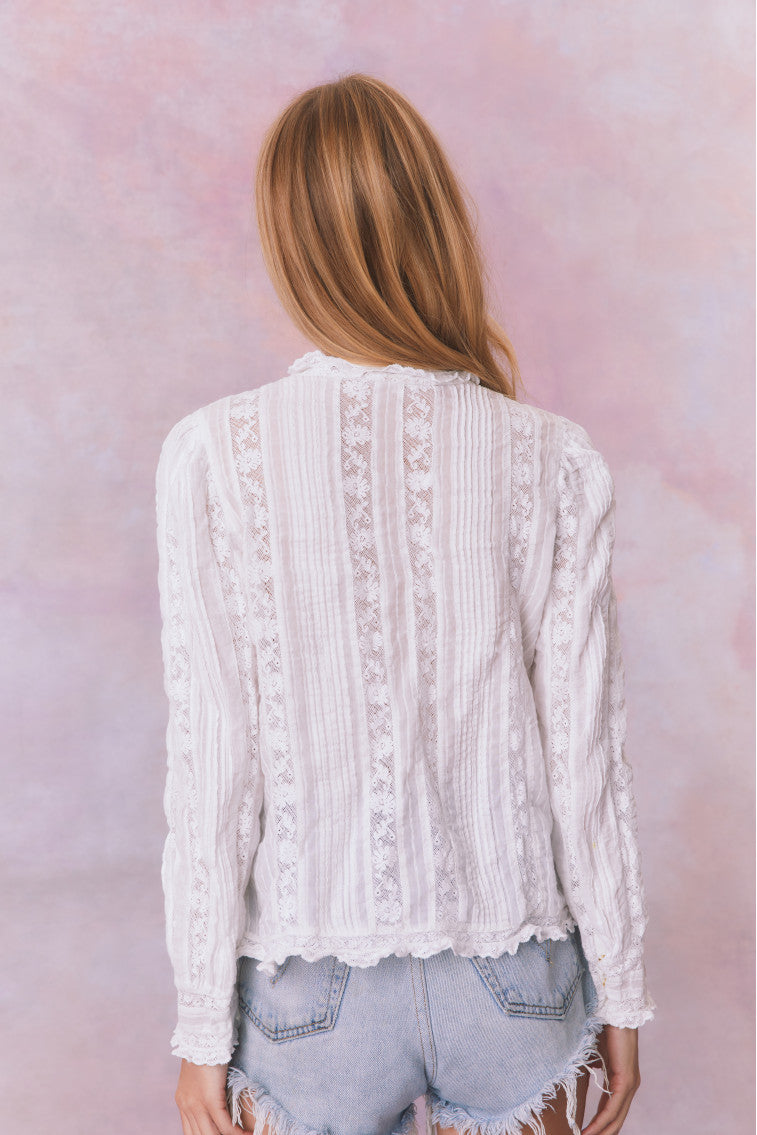 Jacque Cotton Blouse Top | True White