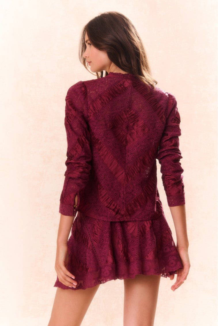 Shayda Lace Mini Skirt | Oxblood