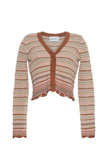 Lilana Cardigan | Clay Striped Lurex Crochet