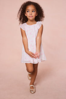 Girls Lou Bow Print Mini Dress | Pastry Pink