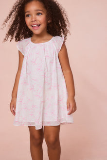 Girls Lou Bow Print Mini Dress | Pastry Pink