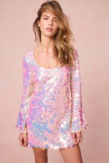 Risbo Iridescent Mini Party Dress | Iridescent Peche