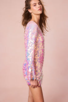 Risbo Iridescent Mini Party Dress | Iridescent Peche