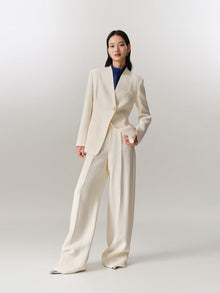 Mulberry Silk Wool Straight Pants | Beige