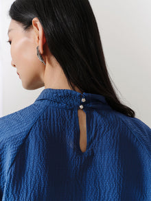 Silk Long-Sleeve Shirt | Navy