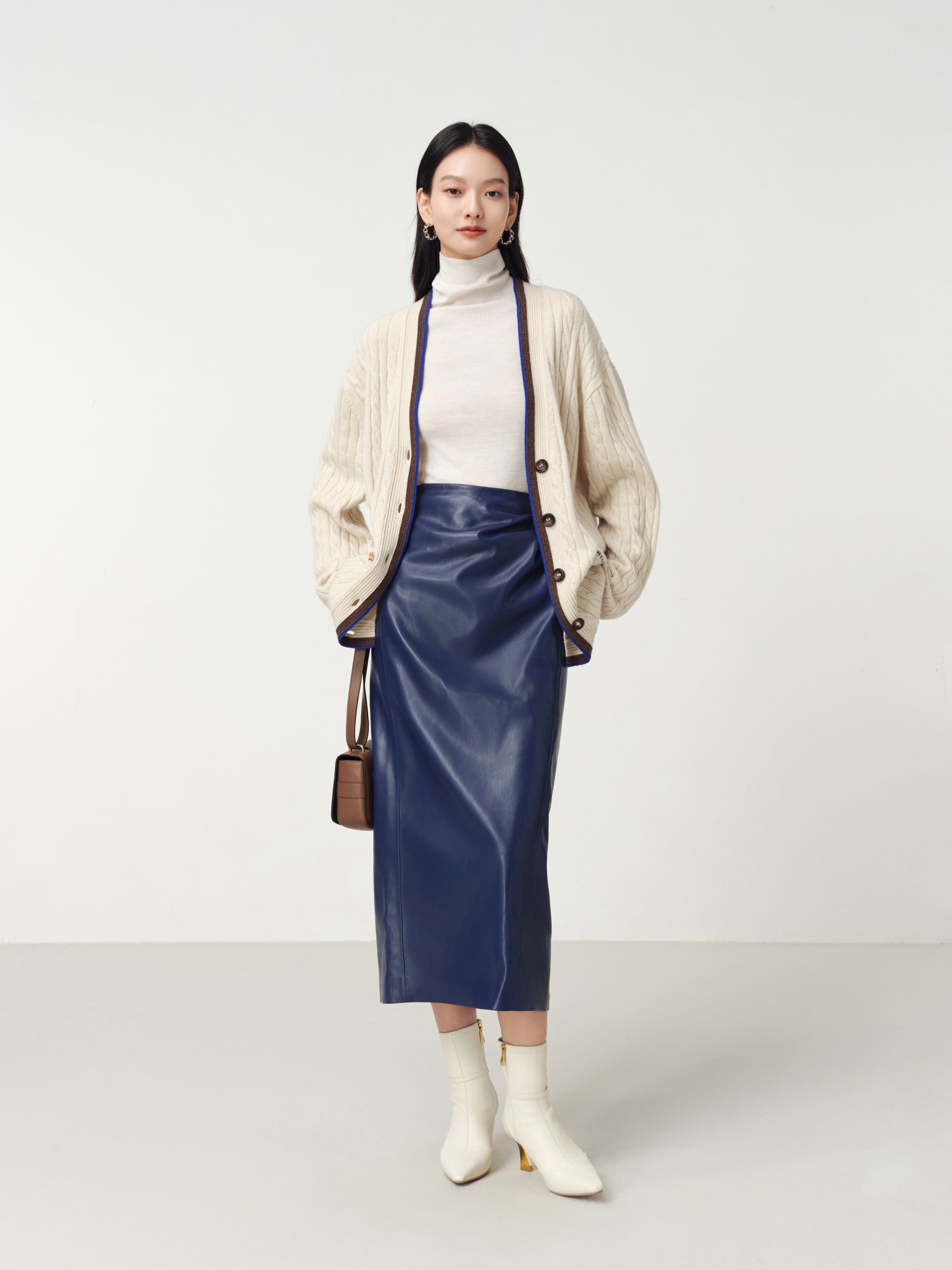 Leather Skirt | Blue