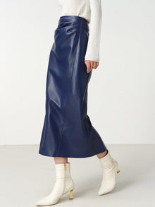 Leather Skirt | Blue