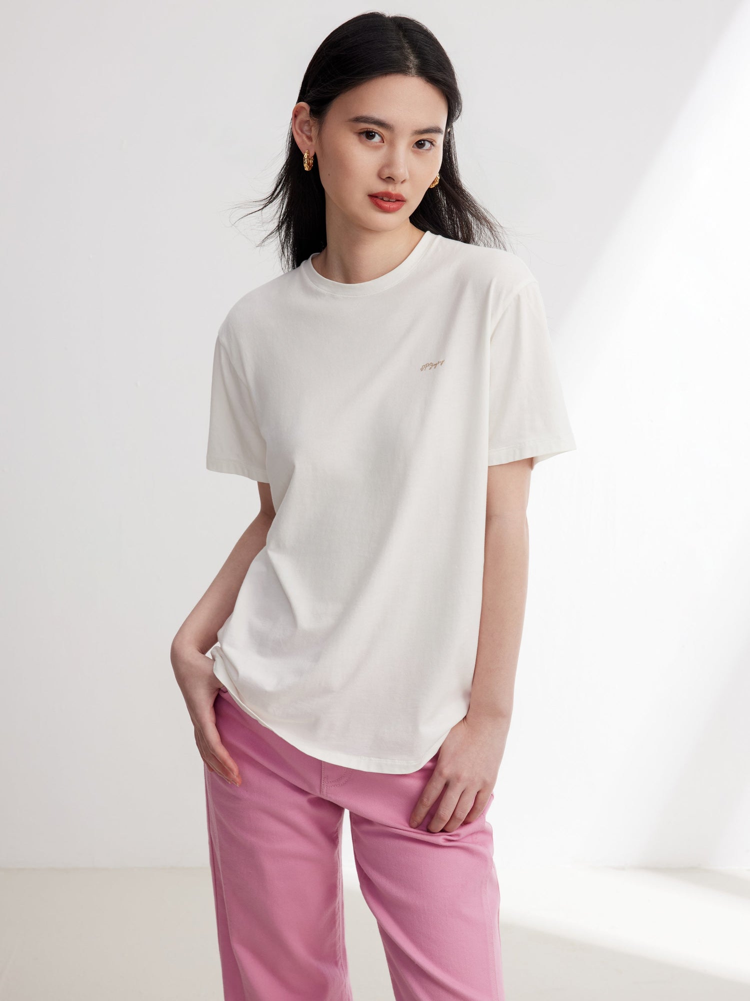 Cotton-Blend Tee | White