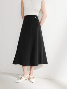 High-Waisted Midi Skirt | Black