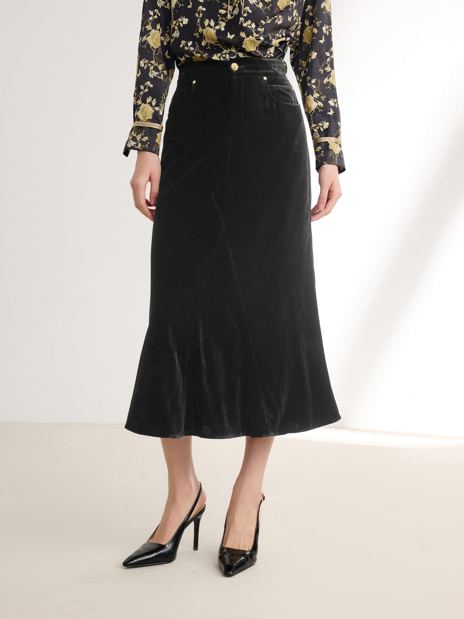Mulberry Silk Skirt | Black
