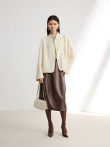 Wool Stand Collar Coat | Beige
