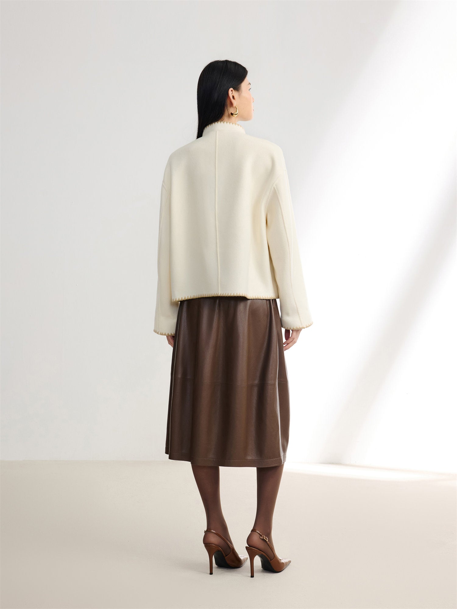 Wool Stand Collar Coat | Beige