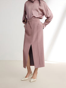 Silk-Wool Pleated Skirt | Purple