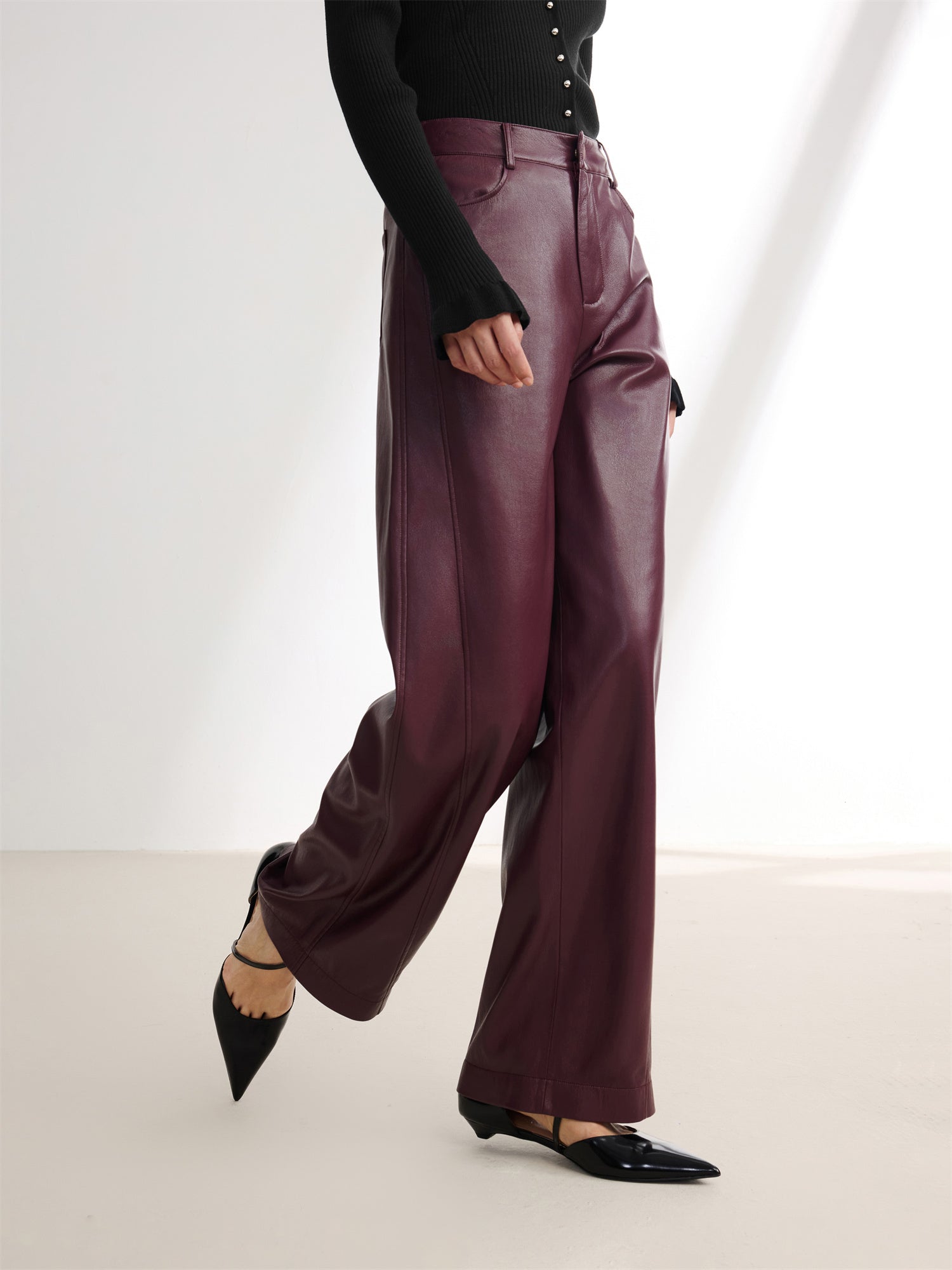 Faux Leather Pant | Wine Red