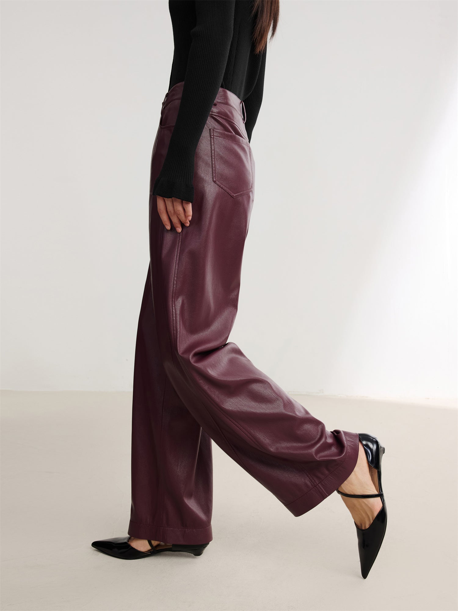 Faux Leather Pant | Wine Red