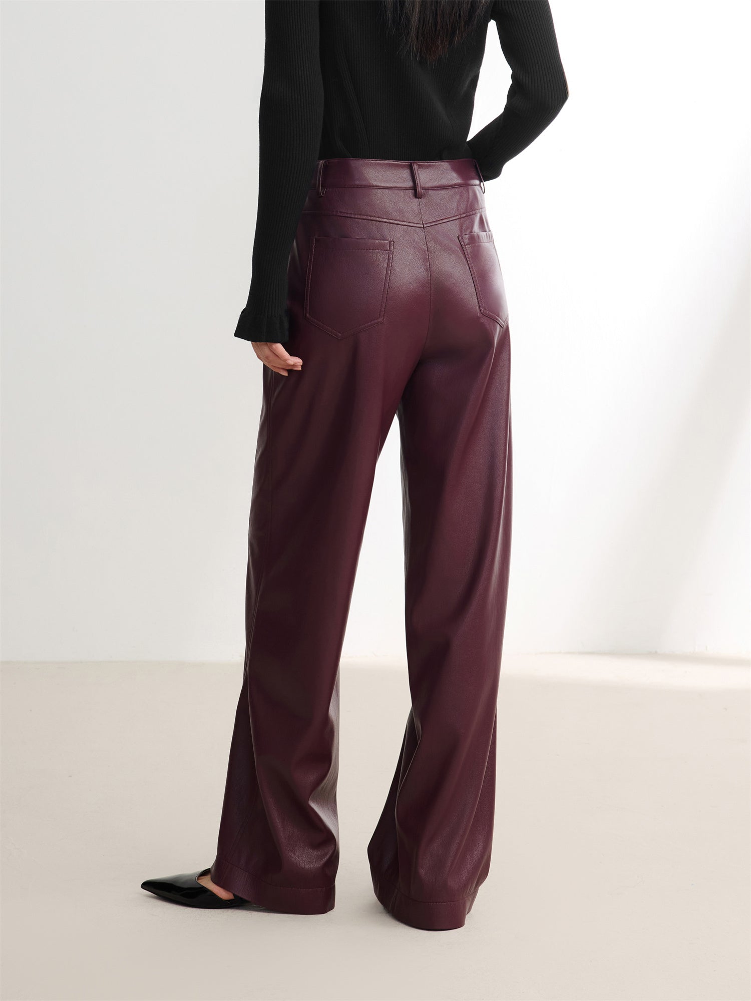 Faux Leather Pant | Wine Red