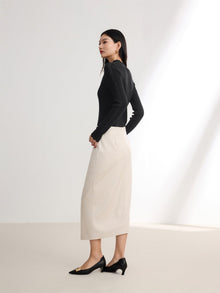 Deconstructed Midi Skirt | Beige