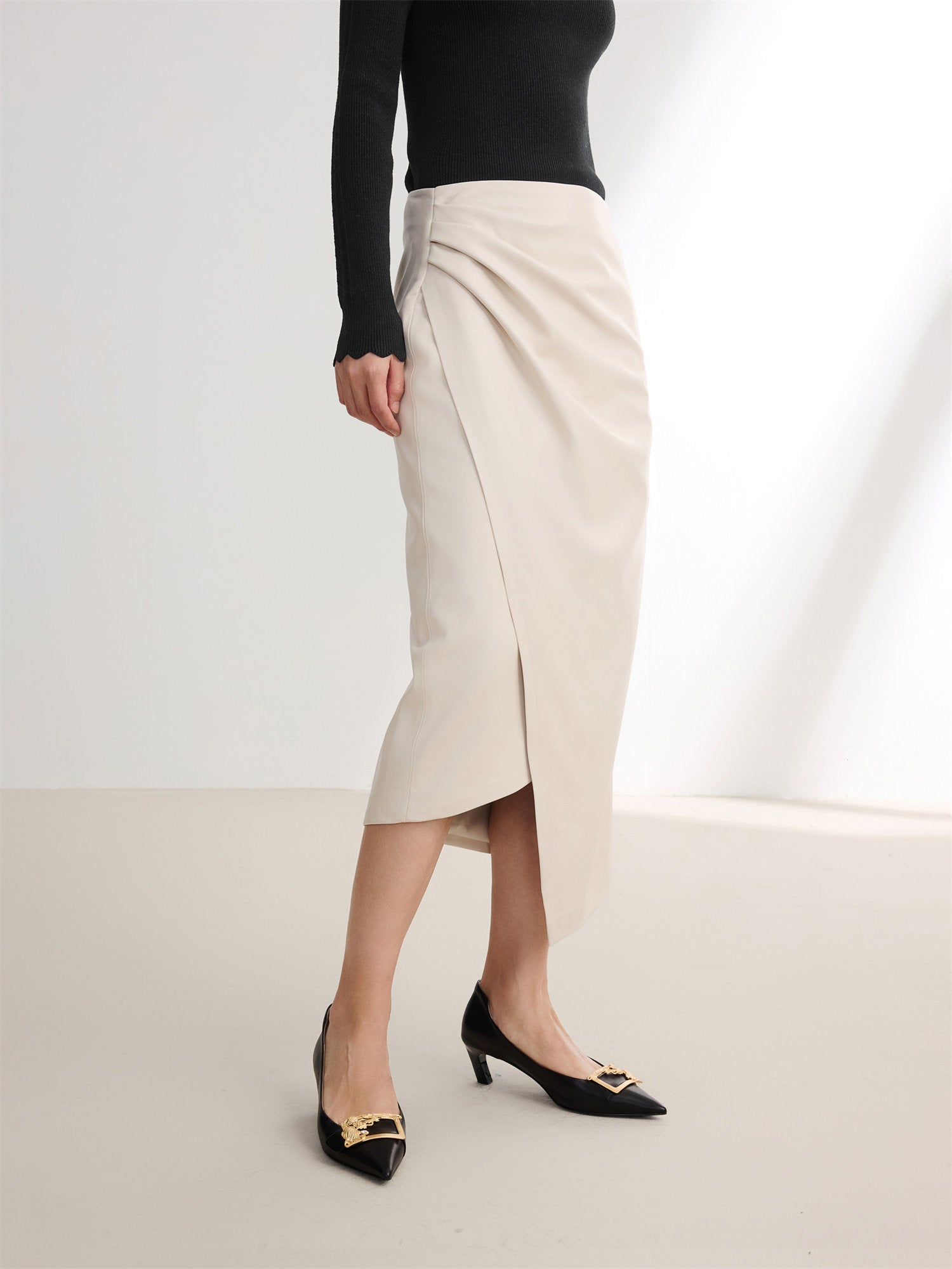 Deconstructed Midi Skirt | Beige