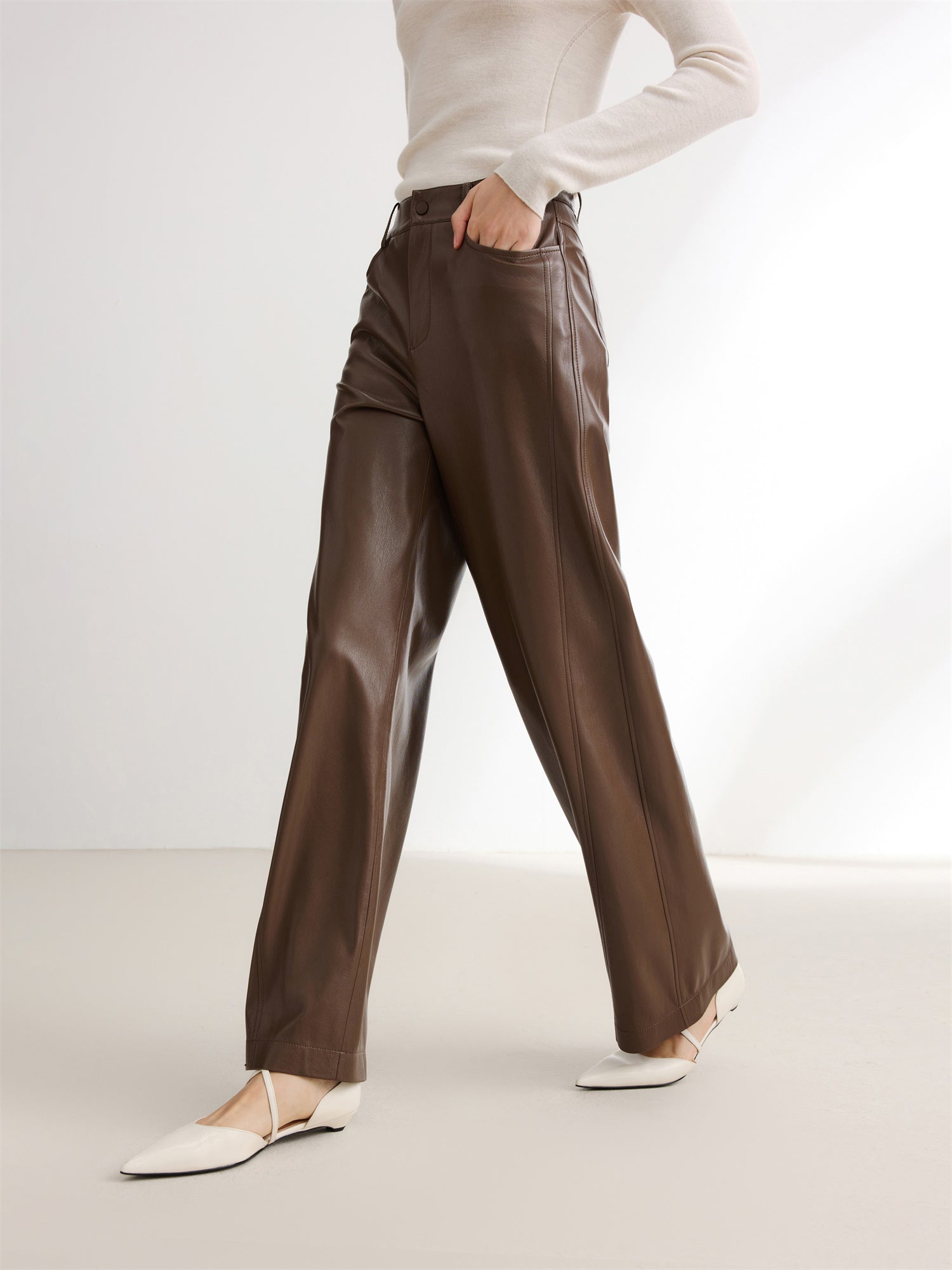 Pleated Pant | Brown