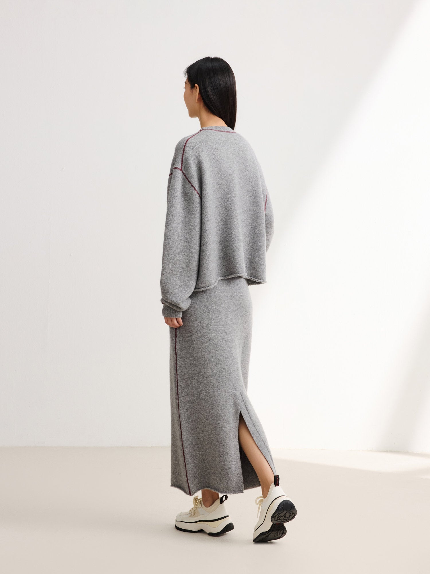 Boxy Round Neck Sweatshirt | Grey