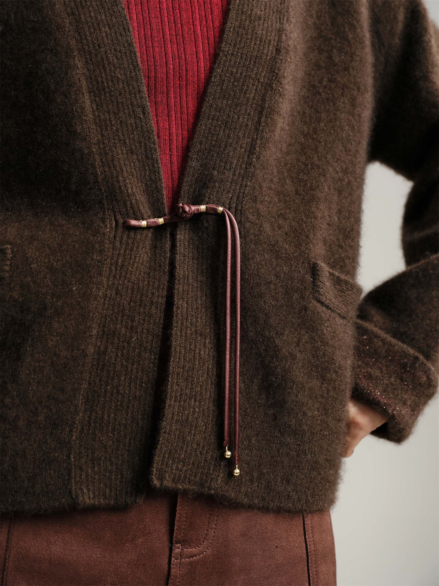 Yak Wool Knitted Cardigan | Brown