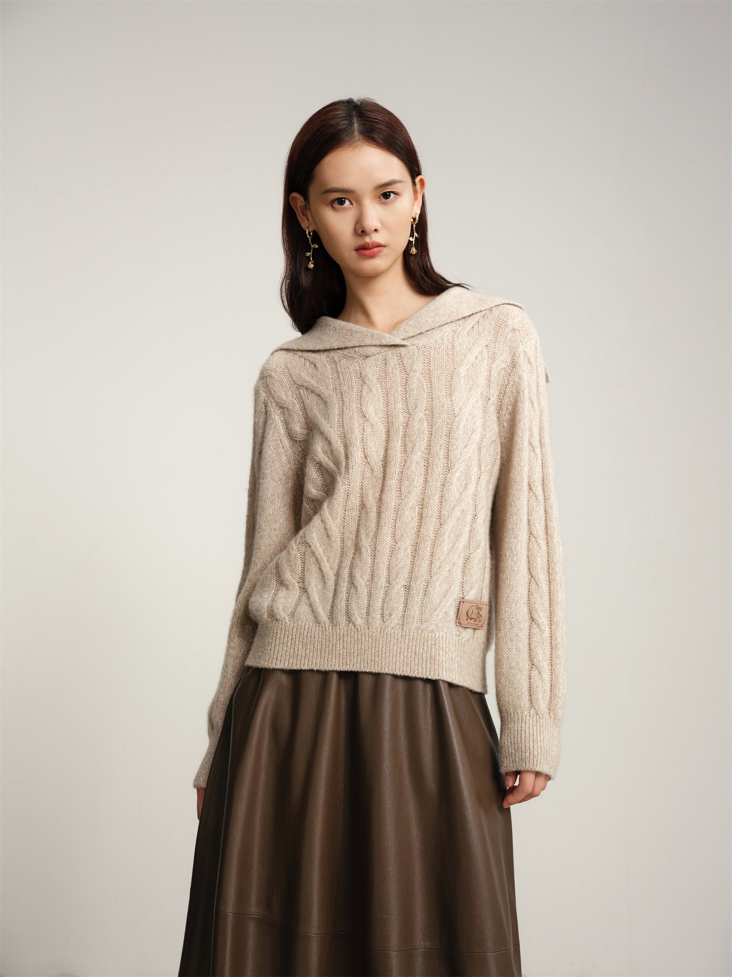 Knitted Pullover Sweater | Beige